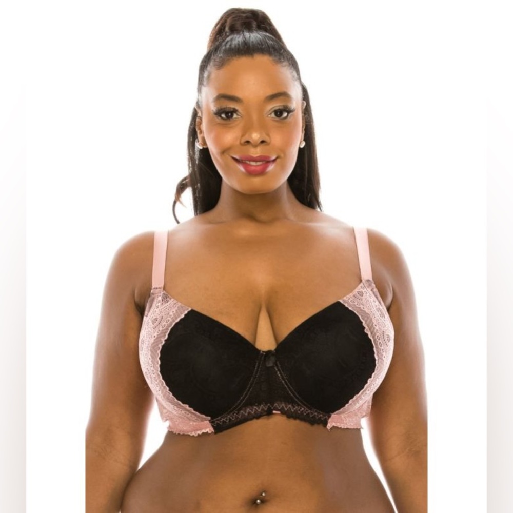 Jennifer Intimates Full Coverage 2 Tone Lace Underwire Bra - Black